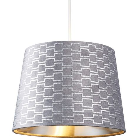 Litecraft Aubert Light Shade 30cm Grey Easy Fit Tapered Velvet Ceiling Lampshade (1/5)