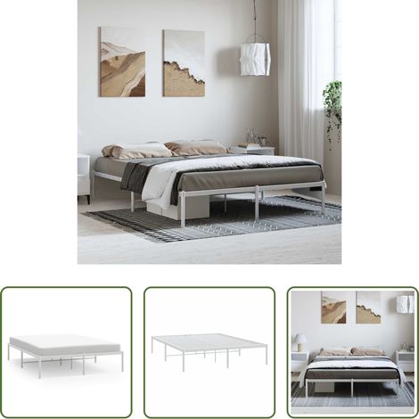 Metallbett -  Bettgestell Metall Weiß 150x200 cm (1/5)