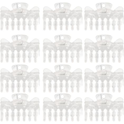 12pcs Pince à cheveux, Transparente, Maintien fort, Plastique ABS, Pour femmes et filles (1/5)