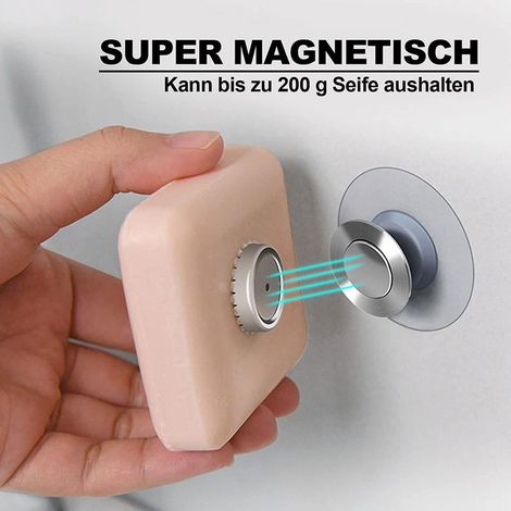 Porte-Savon Magnétique à Ventouse Porte Savon Aimanté Douche Mural Acier Inoxydable Support Mural sans Perçage Salle Bain Cuisine WC 3,1 x 1,9 1,6 cm, Cône (1/2)
