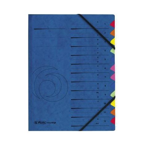 Ordnungsmappe Qualitiy DIN A4 255g/m² Karton Farbe: blau Farbe des Fächerblocks: bunt 12 Fächer (1/3)