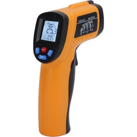 Thermomètre Numérique Industriel GM550 à Infrarouge avec Visée Laser et Grand Écran LCD pour Mesures de Température Précises