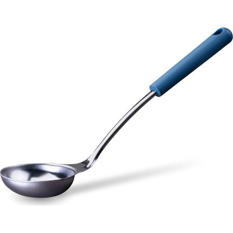 Cuillère Essential en acier inoxydable avec poignée bleu foncé – Parfait pour servir des soupes et des ragoûts, passe au lave-vaisselle