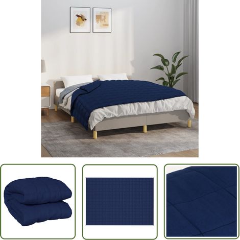 The Living Store Couverture lestée Bleu 140x200 cm 10 kg Tissu - Couverture Lestée - Couverture Poids - Literie - Sommeil Profond - Relaxation (1/5)