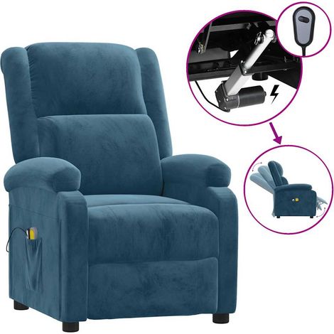 Maison Exclusive - Poltrona Massaggiante Elettrica Blu in Velluto (1/5)