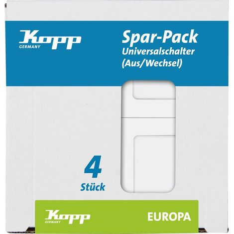 Kopp - EUROPA – Profi-Pack: 4 Universalschalter (Aus-/Wechsel), Farbe: arktisweiß - 617613086 (1/4)