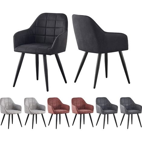 Set of 2 Faux Matte Suede Leather Dining Chairs Accent home & restaurants Adrian BLACK