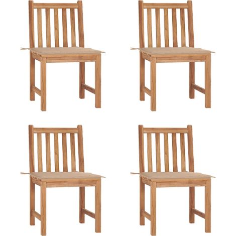 Lot de 4 Chaises de jardin Fauteuils de Jardin avec coussins Bois de teck massif 13368 (1/5)