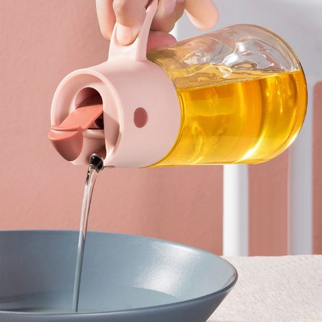 Distributeur Dhuile - Bouteille En Verre 550 Ml Avec Bouchon À Ouverture Automatique Et Brosse De Dosage - Pour Cuisine Barbecue Grill (1/5)