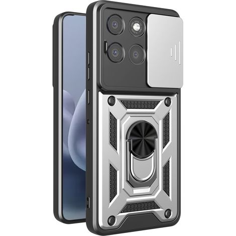 Custodia rinforzata per Motorola Moto G77 / G67, CamShield Slide, argento
