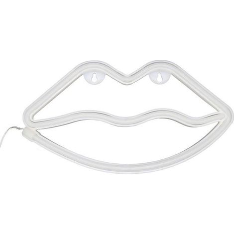 Lampe à Néon - AVIZAR - Lèvre - Rouge - Alimentation USB ou piles AA - Design contemporain (1/5)