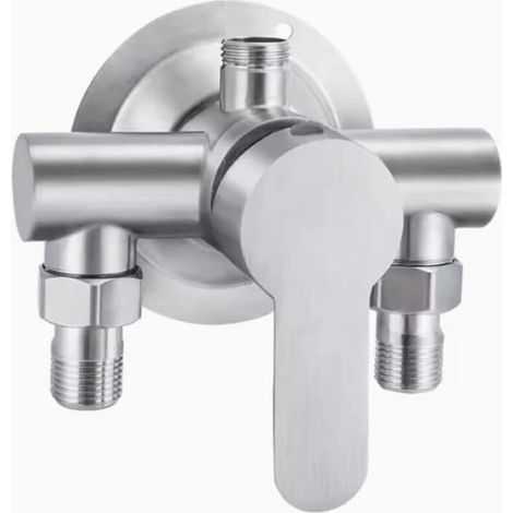 Stainless steel shower faucet switch G1/2 Thread 304 Hot and cold water mixer Wall-mounted metal handle (1/5)