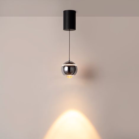 Lampe LED suspendue "AURA" - 7W - 2700K - Driver Eaglerise - - Chromé