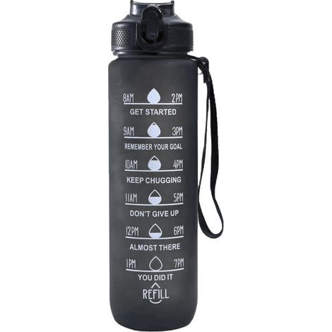 1-Liter-Flasche mit Stundeneinteilung, schwarze Zeitmanagement-Edition – (1/5)