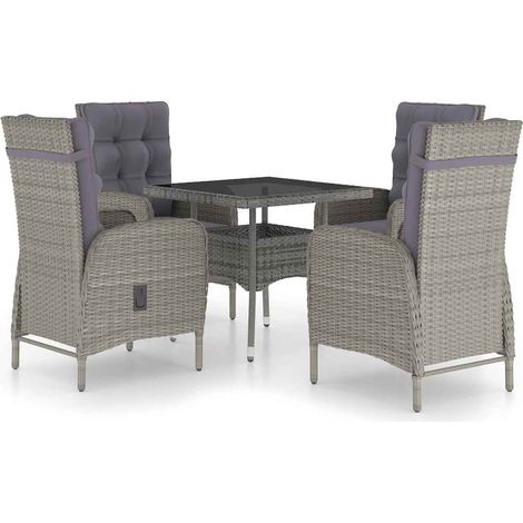 Maison Exclusive - Set da Pranzo da Giardino 5 pz in Polyrattan e Vetro Grigio (1/5)
