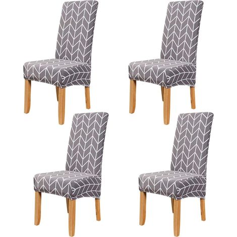 Stretch Spandex Chair Covers for Dining Rooms, Removable and Washable Fabric Chair Covers, Protective Covers for Hotels, Banquets, Dinners, and Meetings. (BTC04 Grey, 4 pieces) (1/5)