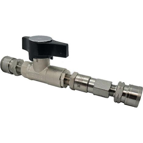 Vanne à bille Softwash en acier inoxydable 3/8" Mosmatic, raccords pivotants en acier inoxydable DN10 (1/5)