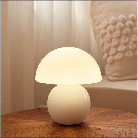 Lampe champignon, lampe de table pour chambre à coucher, bureau, chevet, petites lampes pour salon, lampes modernes du milieu du siècle (blanc) (1/5)