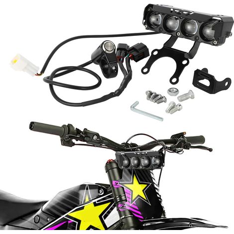 Motorcycle front light bar,  plug and play headlight kit,  driving lamp headlight with switch and mounting bracket for Talaria Sting MX3 / MX4 / MX5 (1/5)