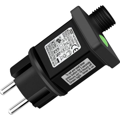 Clignoteur pour Guirlande 31V 6W Transformateur  8 Modes Prise Guirlande Lumineuse avec Minuterie, Étanche IP44 Adaptateur pour Éclairage de Noël, Sapin Rideau Lumineux (1/5)