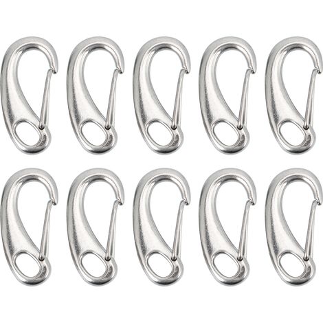 10pcs Mousqueton Inox 50mm Crochet à Ressort Résistant pour Corde, Clip Marine Lourd pour Bateau (1/5)