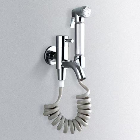 Cross-border titanium gold mop sink spray gun faucet balcony bathroom high-pressure cleaning water gun toilet companion set -- electroplated set