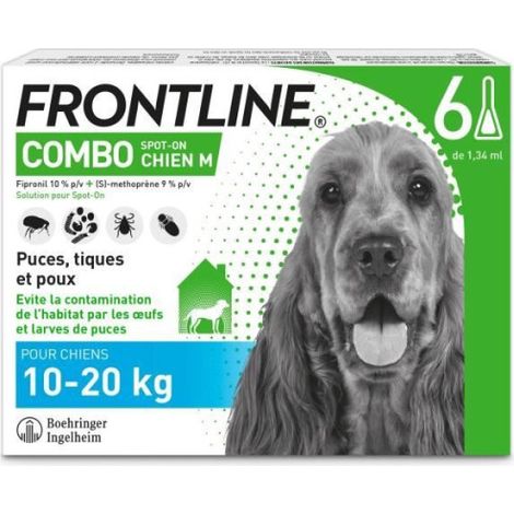 FRONTLINE Combo Chien M - 10 a 20 kg - 6 Pipettes - Puces tiques et poux (1/4)