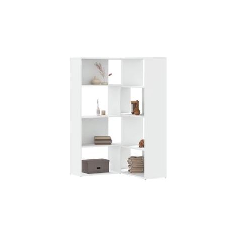 Bibliothèque d'angle à 4 niveaux blanc bois d'ingénierie (1/5)