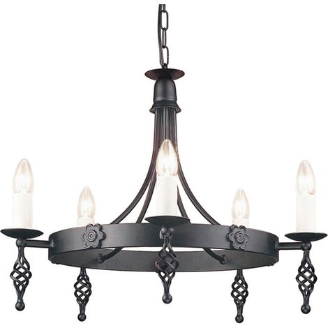 Lampadario Classico Belfry Acciaio Nero 5 Luci E14