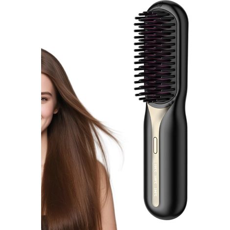 Brosse Lisseuse Pour Cheveux - Avec 3 Réglages De Température Outils De Coiffure,Lisseur En Forme De Brosse Pour Cheveux - Pour Les Déplacements En Extérieur Les Vacances Et Les Matinées