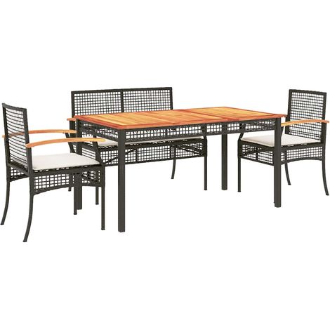 Maison Exclusive - Set da Pranzo da Giardino 5 pz Nero con Cuscini in Polyrattan (1/5)