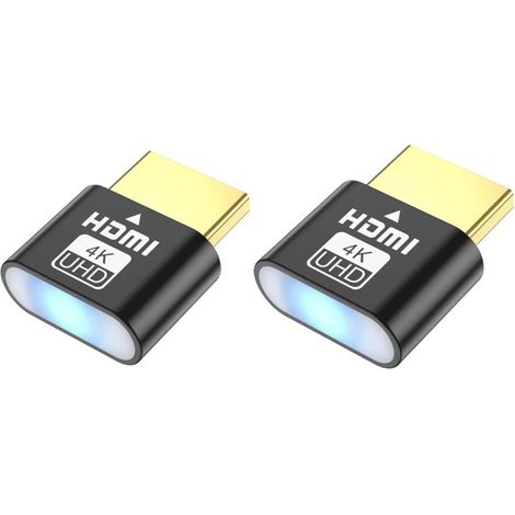 2 pièces Émulateur EDID HDMI 4K, fausse prise écran virtuel, adaptateur sans tête pour carte graphique, test moniteur (1/5)