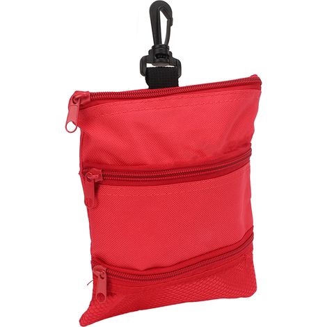 Sac à tees de golf portable, sac à balles de golf élégant avec plusieurs poches et clip pour hommes et femmes, rouge (1/5)