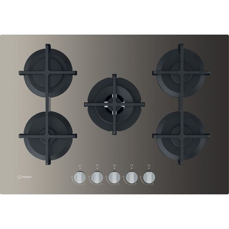Indesit ing 72t/td piano cottura 5 fuochi gas in vetro tortora con griglie in ghisa (1/8)