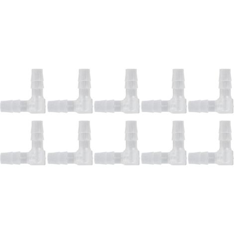 10 pezzi Adattatore a gomito in plastica con raccordo a barb a 90 gradi per tubo flessibile per acquario 6 mm -Crezuo