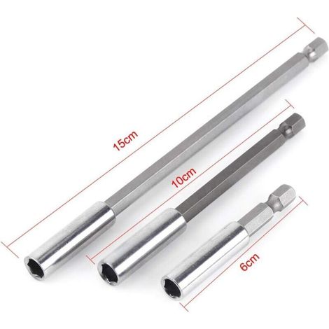 Trapano Elettrico Estensione 3 pezzi 1/4" Porta Bit Magnetico Lunghezza Aumentata (1/3)