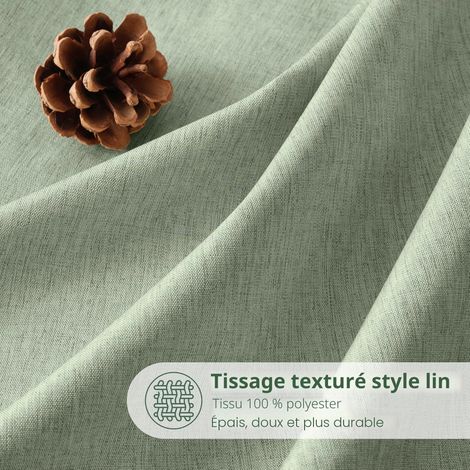 Rideau de Douche Lin avec Anneaux en Métal Imperméable Anti-Moisissures Polyester Tissu Rideau Salle de Bain Lourd pour Baignoire Cabine de Douche - 182x182CM (Vert Sauge) (1/5)