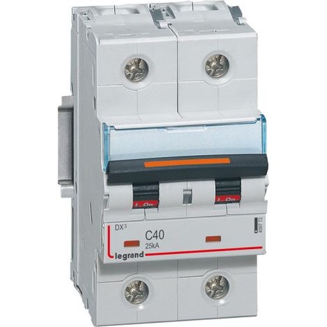Legrand 409772 Disyuntor dx³-tornillo/tornillo-2p-230/400 V-40 A-25 kA-curva C-protección de salida