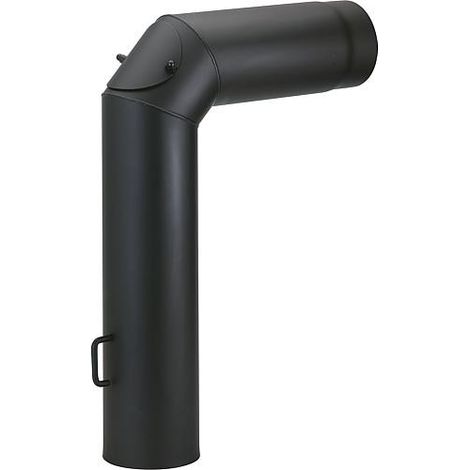 Kit tube de fumee DN150, noir Clapet d'etranglement, DWF et rosace