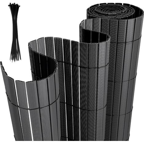 Swanew – Canisse brise-vue en PVC gris 90 x 300 cm – Résistant aux UV et intempéries – Structure interne en W pour stabilité – Facile à installer (1/5)