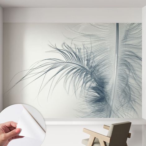 Papier peint autocollant adhésif avec motifs pour salon et chambre accessoire stylé pour votre intérieur Plume délicate 152x104 cm (1/5)
