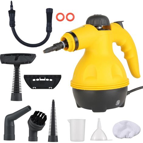 Dampfreiniger, leistungsstarker tragbarer Dampfreiniger mit 1000 W, multifunktional, mit 10 Zubehörteilen zum Reinigen von Sofas, Teppichen, Autos und Küchen. (1/5)