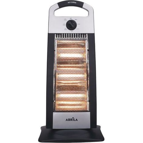 Estufa eléctrica Candente Fabrilamp en negro y plata con 1200W, 3 potencias, función oscilante, 3 elementos, asa de transporte y sistema antivuelco (1/3)