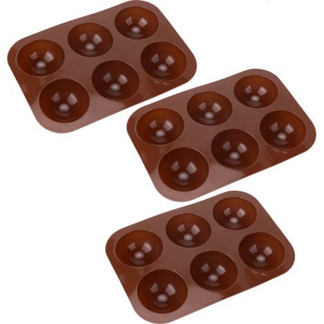 3 Moules en Silicone 6 Cavités Demi-Sphère pour Bombe Chocolat, Gâteau et Pudding (1/5)
