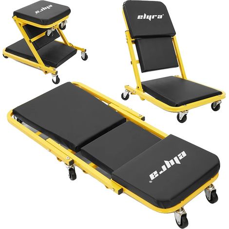 Silla de oficina, diseño ajustable, ruedas giratorias de 360°, color amarillo. (1/2)