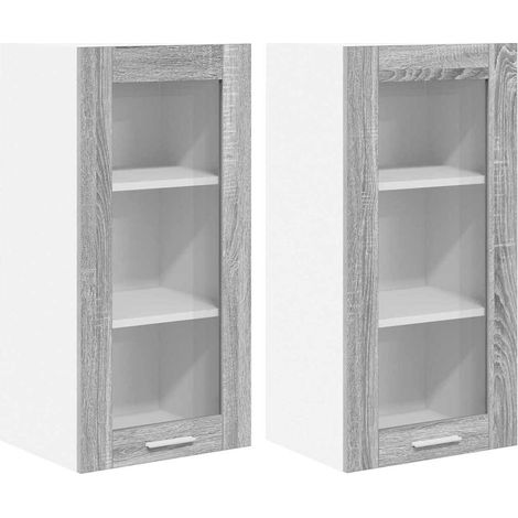 Mueble colgante con puerta 2 pcs Gris Sonoma 40 x 31 x 80 cm vidaXL