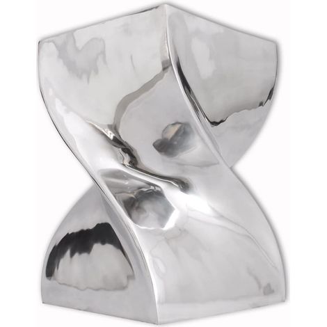 vidaXL Table auxiliaire / Tabouret Forme torsadée Aluminium Argenté (1/6)
