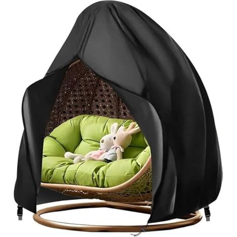 Housse de chaise double Egg 230 x 200 cm Oxford 420D imperméable et anti-poussière pour meubles d'extérieur (Noir) (1/5)