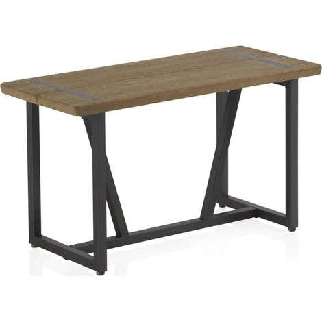 Banc métal et bois naturel style industriel rectangulaire - bois naturel et métal noir (1/5)