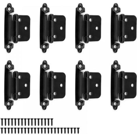 8 Pièces Charnière Métal, Noir Charniere Porte Épaisseur 1,5 mm, Charniere Porte Placard avec 40 Vis, Conviennent pour Portes Fixes, Portes D'entrée, Portes de Chambres (1/5)